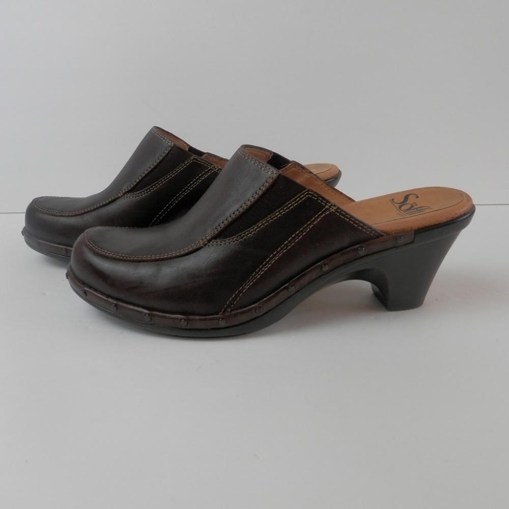 Sofft Brown Leather Mules/Clogs